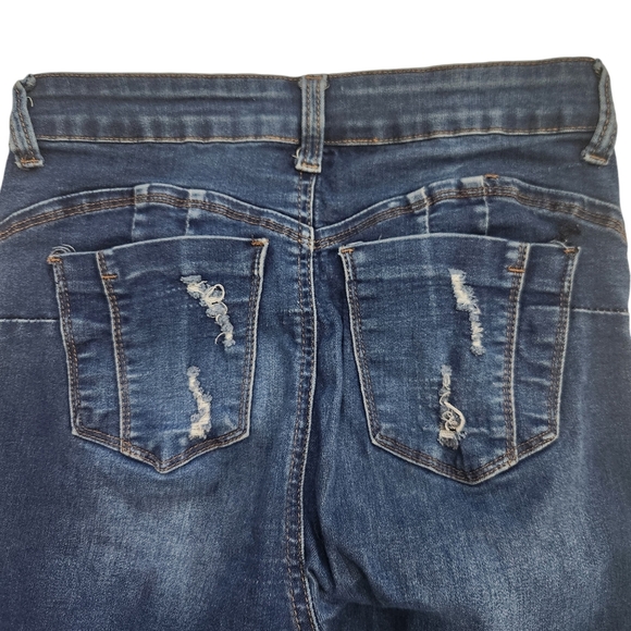 Wax Jean Y2K Butt I Love You Distressed Skinny Stretch Dark Grunge Jeans 5/27 - Picture 5 of 12